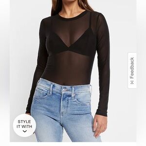 Express Black Sheer Bodysuit